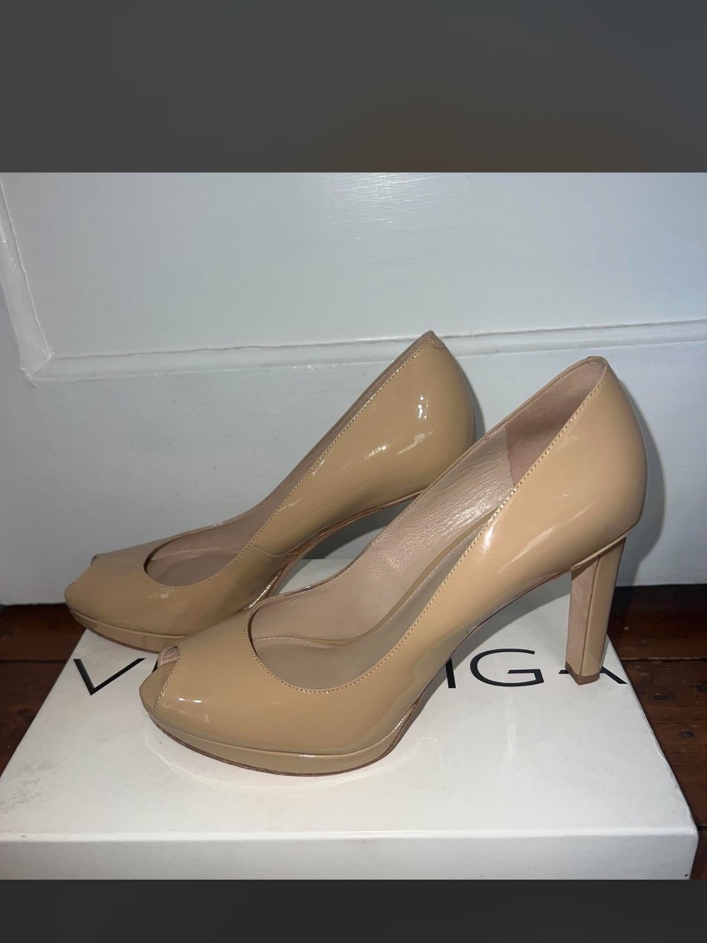 Via Spiga Nude Patent Heels